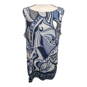 Chico's Abstract Blue and White Sleeveless Top Size 3